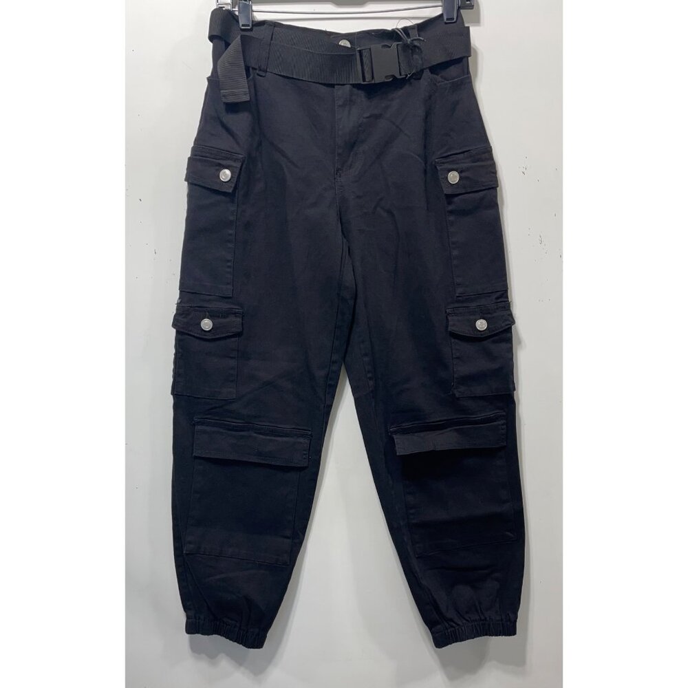 Most Famous - Women's High-Rise Baggy Cargo Jogger - Medium - Stretch - Black-M